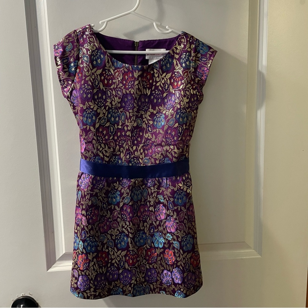 American Girl Purple and Gold Floral Dress
